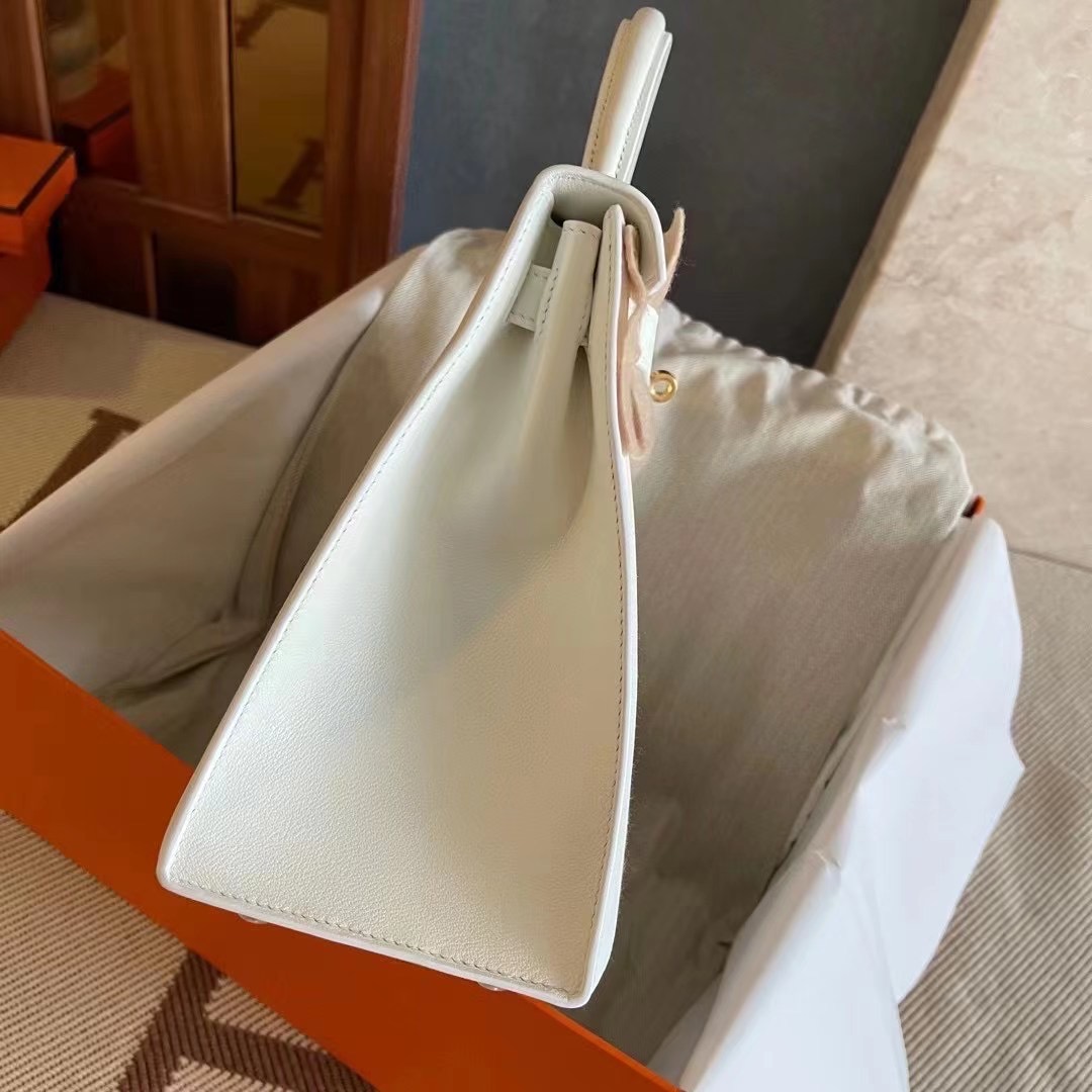 KL 28cm 纯白拼帆布  金扣