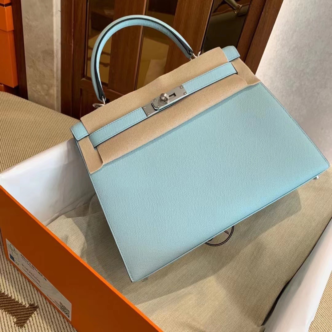 Hong Kong Factory HM KL II Sellier 25cm Epsom leather U2 Blue Zyphyr