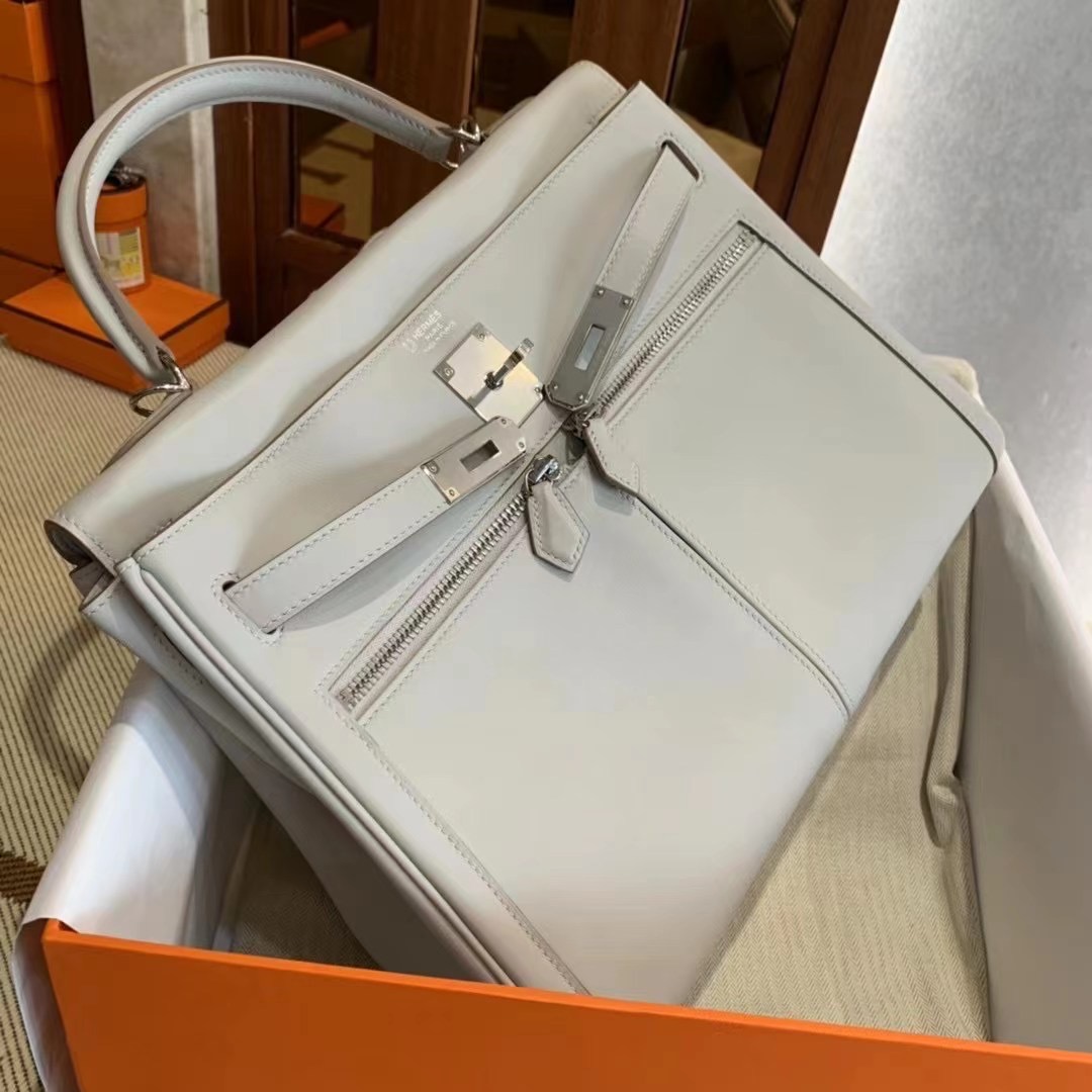 HM KL Lakis 32cm 80 Gris Perle Veau Swift