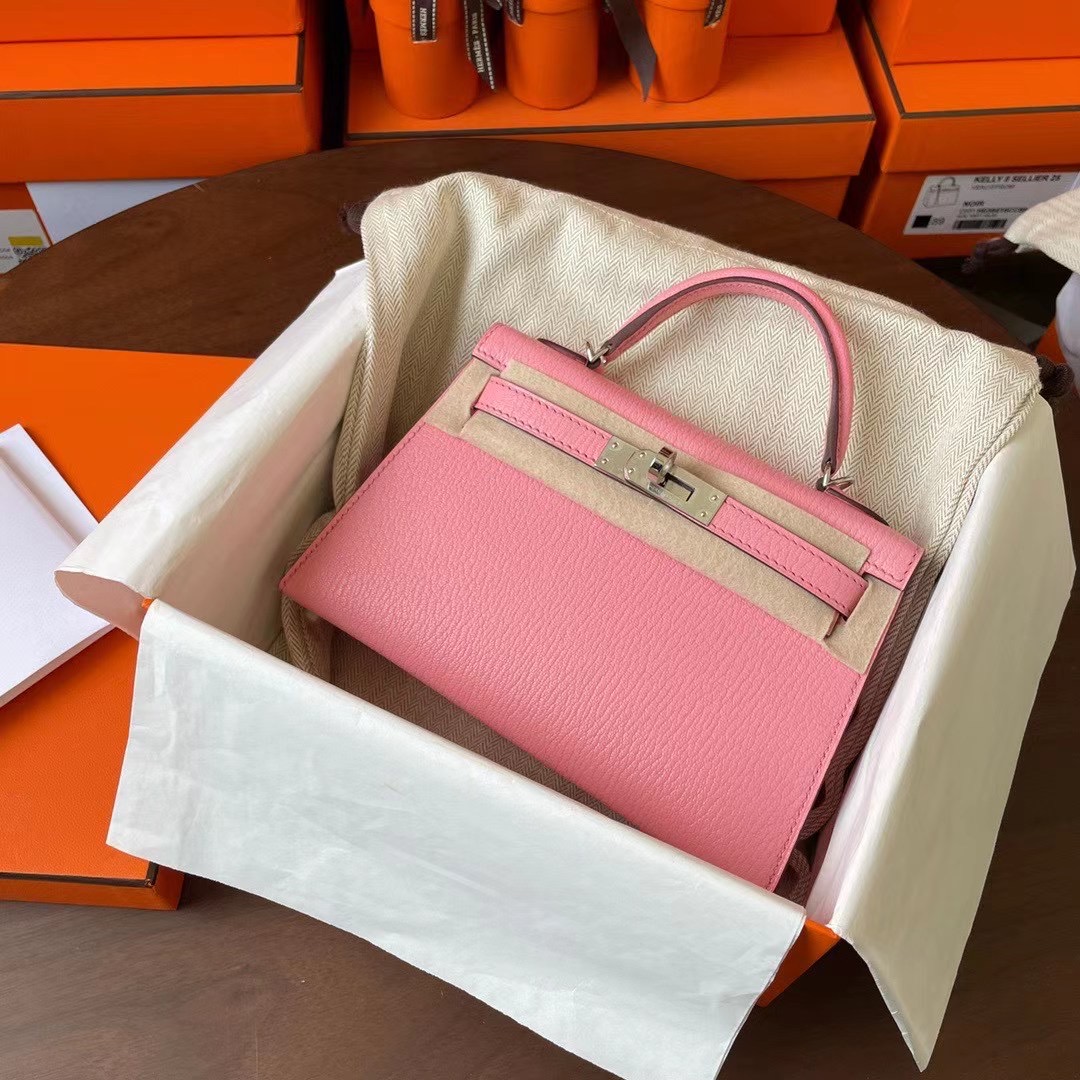 KL Mini 二代 Chèvre 山羊皮 1Q rose confetti 奶昔粉 银扣