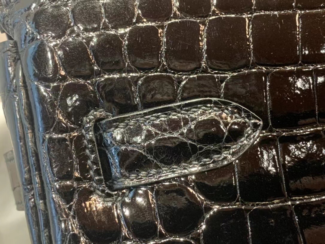 VIP一级品 Binkin30cm  98 Noir 黑/金扣 Nile crocodile一级野尼罗鳄鱼皮 原版蜜蜡线 顶级手缝