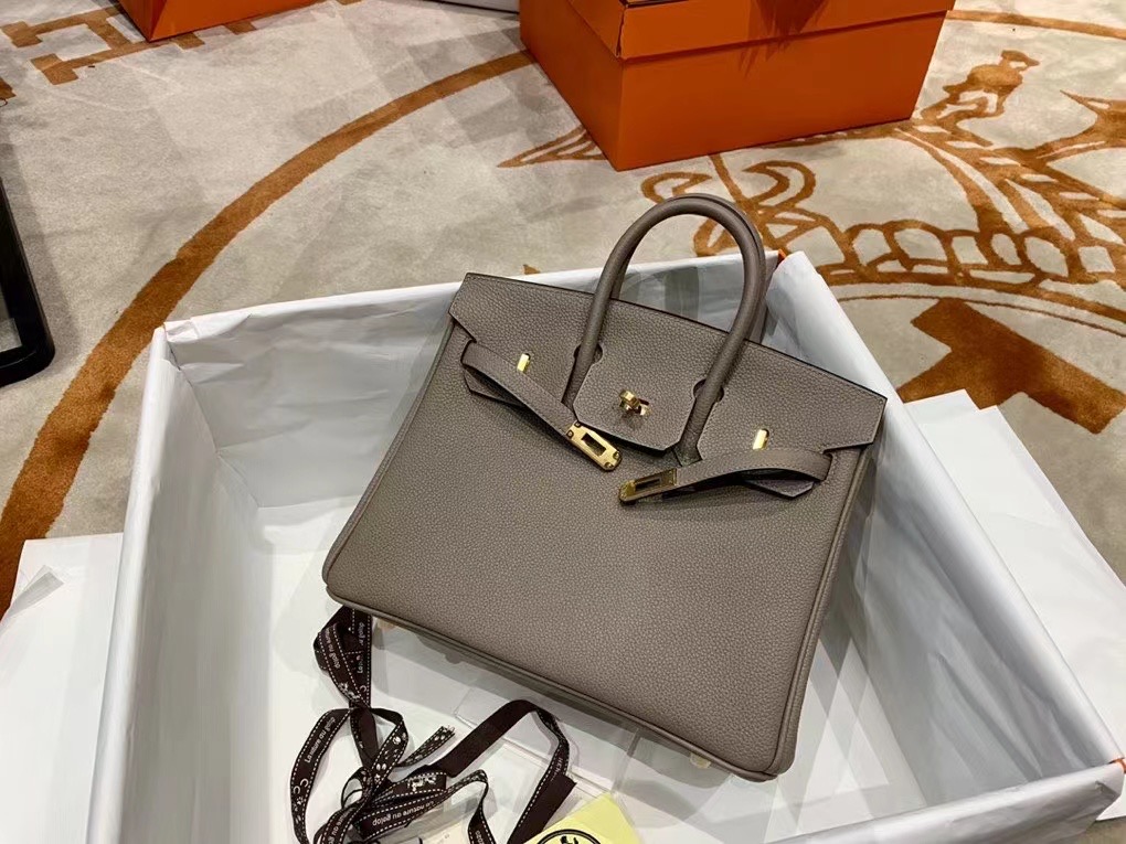 VIP一级品： BK 25cm togo M8 Gris asphalt 沥青灰拼内里大红/金扣 手工缝制 臻品鉴赏