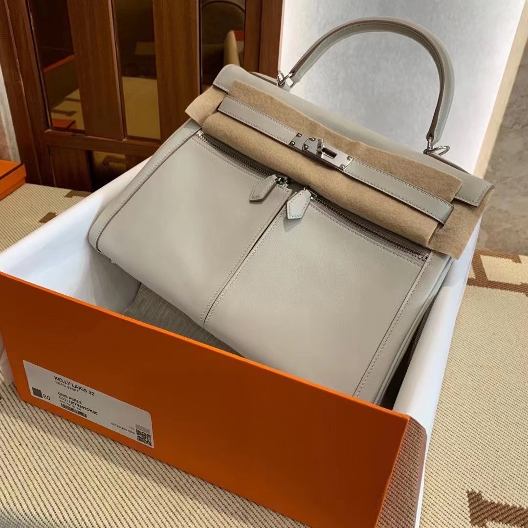 HM KL Lakis 32cm 80 Gris Perle Veau Swift
