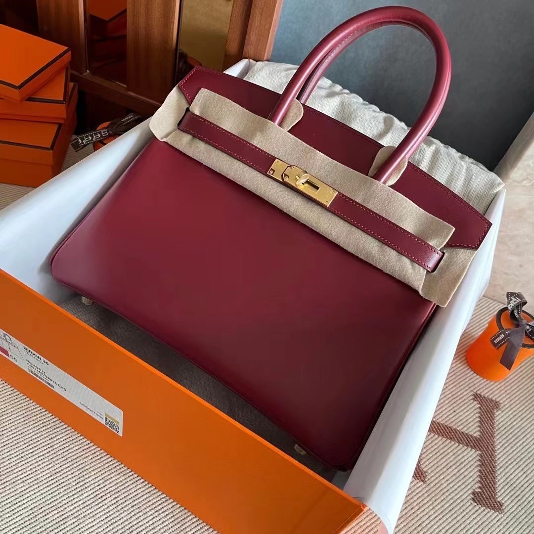 BK 30 Box 55 Rouge H 爱马仕红  金