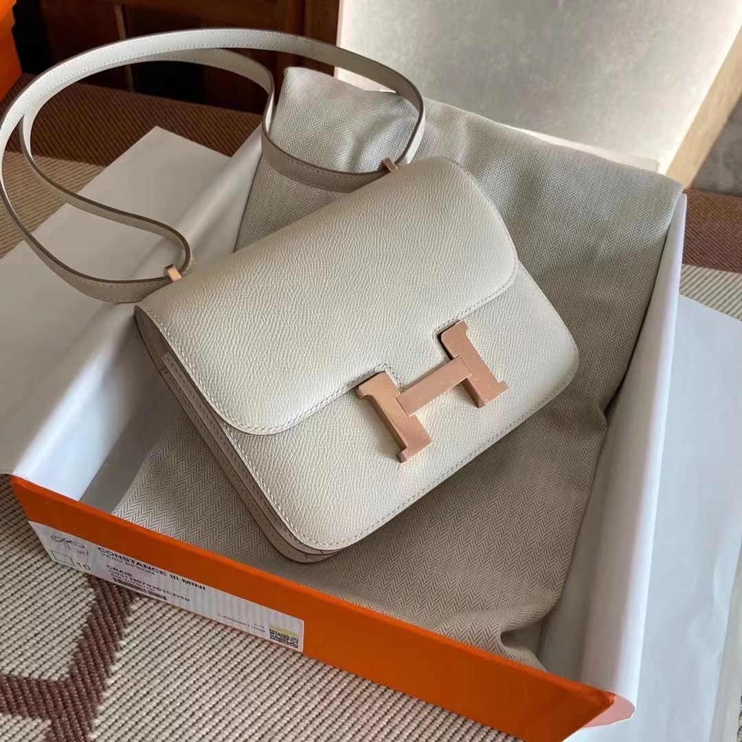 Hong Kong HM constance 19 epsom 奶昔白 Craie Rose Gold  玫瑰金