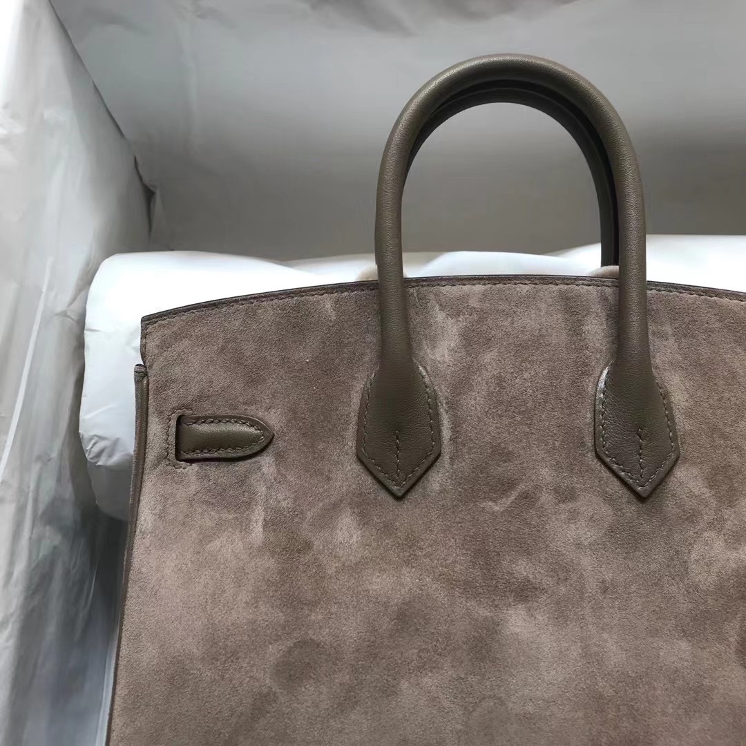 HM BK 25cm Doblis Suede 麂皮/Swift calfskin 全手工蜜蜡线缝制