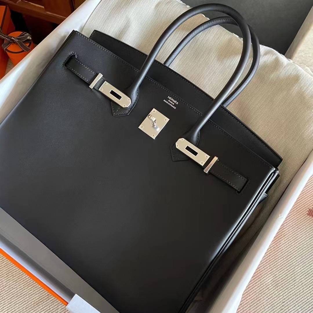 BK35 黑色Jonathan 银扣，89 Noir PHW 一级手工缝制