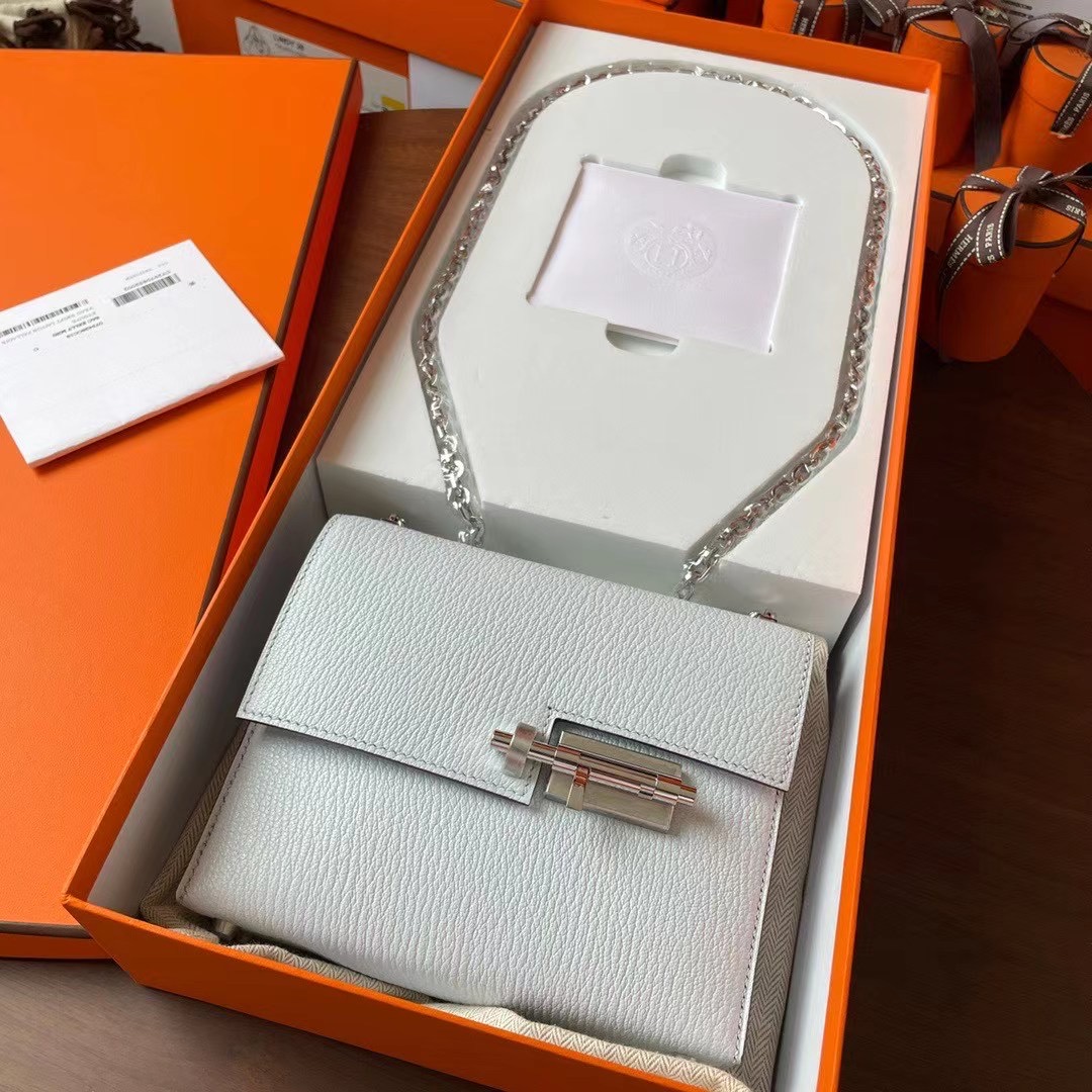 现货VR mini 17cm Chèvre 山羊皮 T0雾霾蓝 银扣