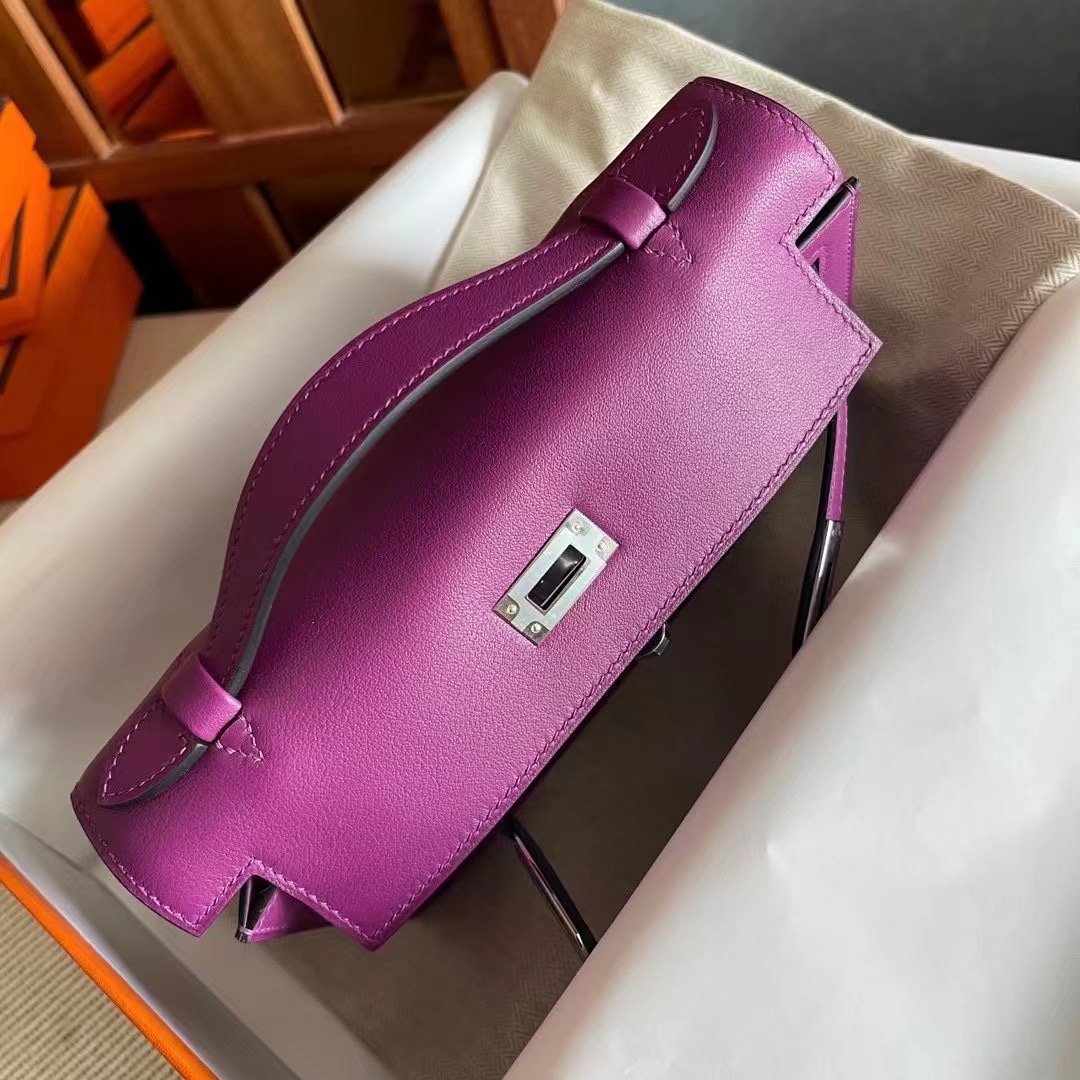 Taiwan HM Mini KL pochette Swift P9 Anemone 海葵紫 全手工缝制 金扣