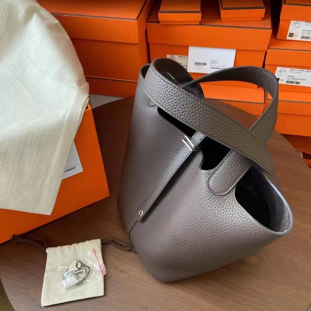 Saudi Arabia HM Picotin 18cm 46 Ebene 乌木色 银扣