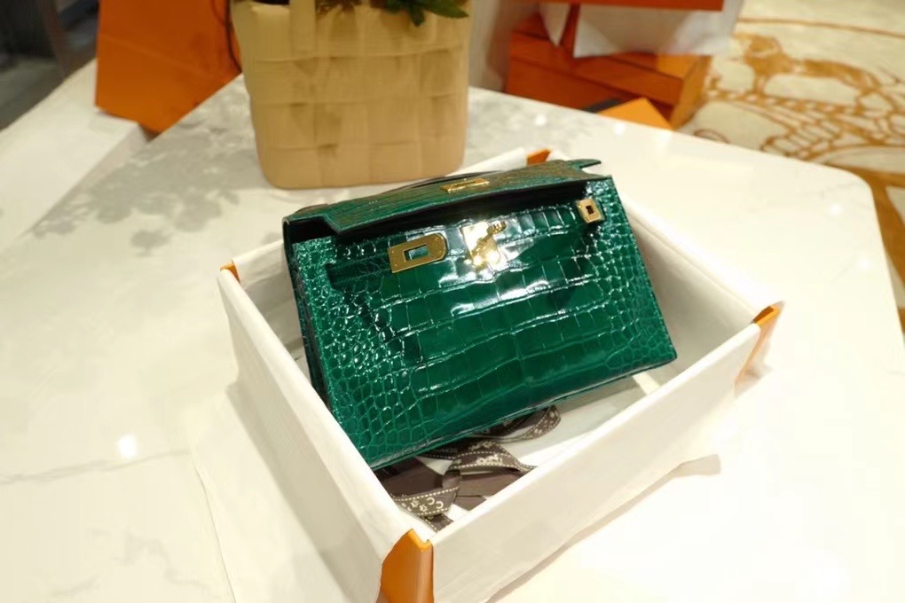 Dubai HM VIP一级品 kl一代 美洲鳄 CK67 Vert Fonce 祖母绿/金扣 手工缝制