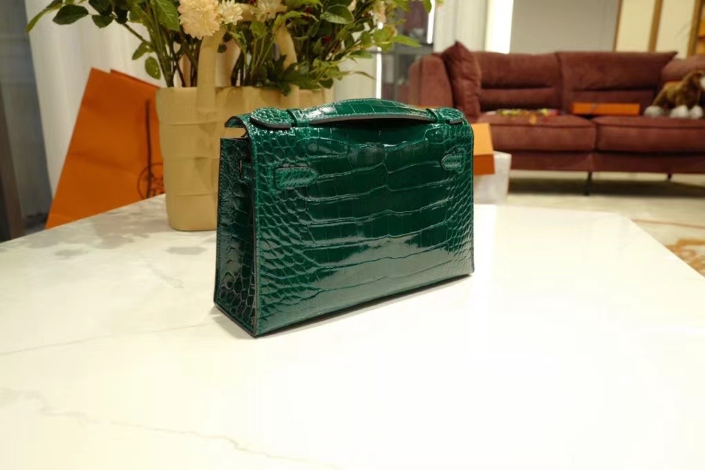 Dubai HM VIP一级品 kl一代 美洲鳄 CK67 Vert Fonce 祖母绿/金扣 手工缝制