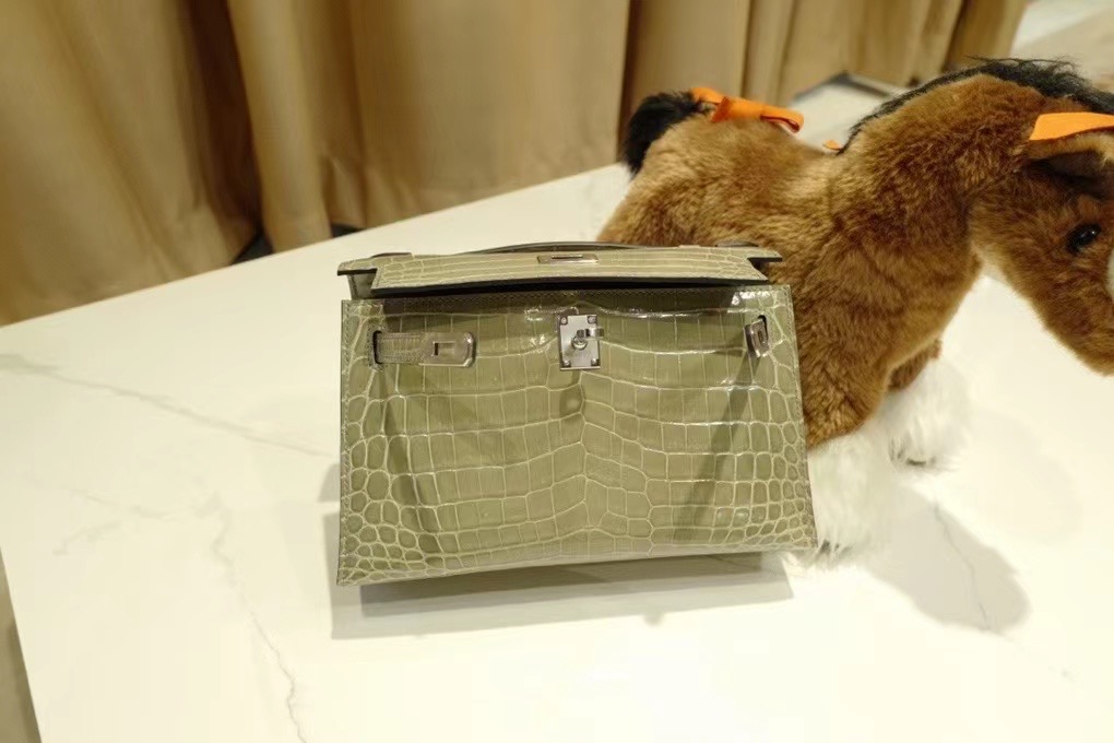 Kuwait HM VIP一级品 kl一代 尼罗鳄 81 Gris Tourterelle 斑鸠灰/银扣 手工缝制