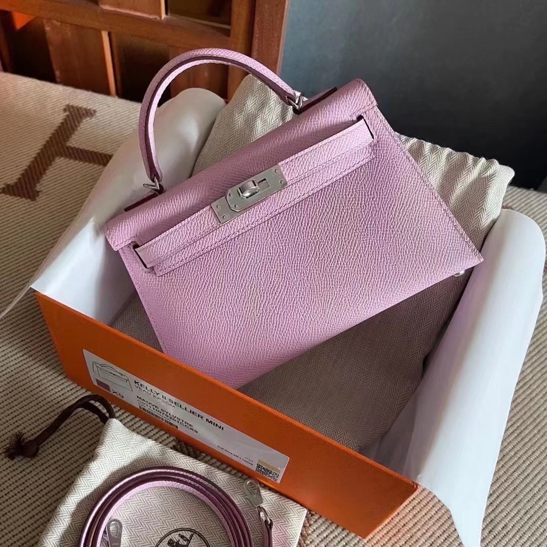 Hong Kong Bags HM kl mini X9锦葵紫 MauvsSyleestre，新粉色，Epsom皮