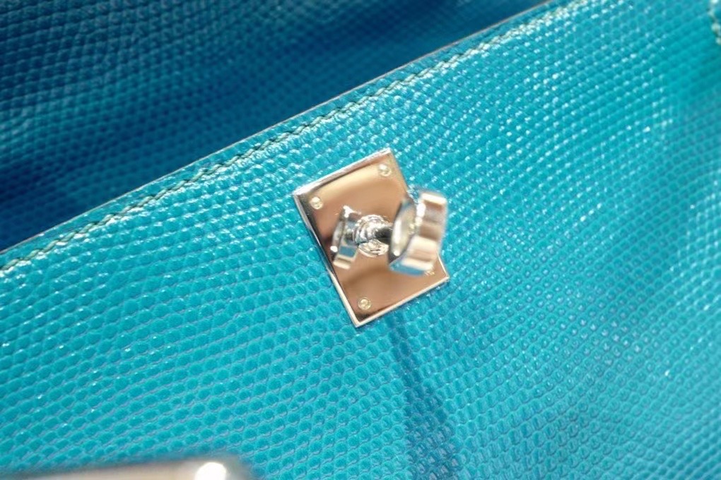 Qatar HM Pochette VIP一级品 kl 一代 蜥蜴皮 1P Blue Colvert 鸭子蓝/银扣 手工缝制 臻品鉴赏