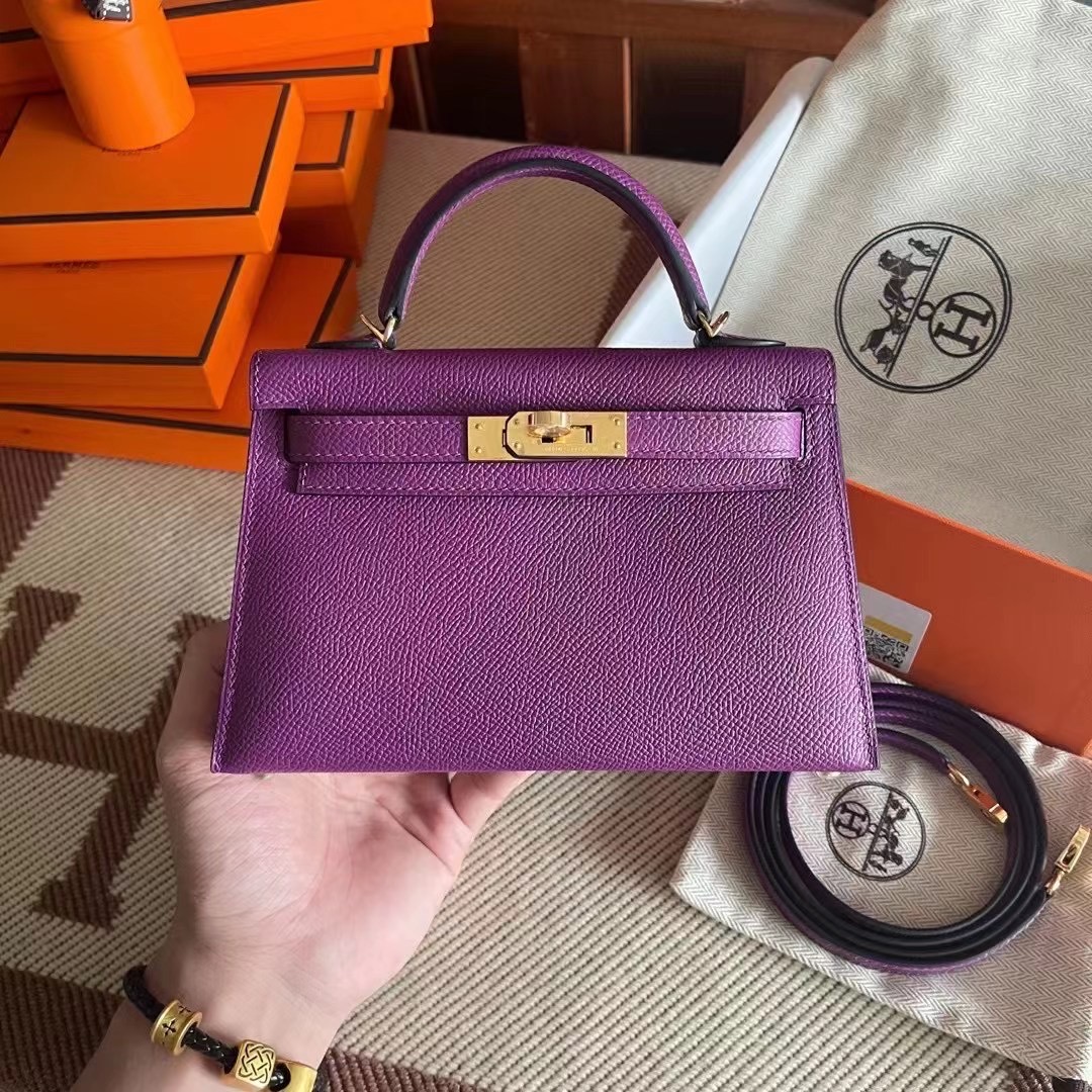 Taiwan HM Mini KL Epsom P9 Anemone 海葵紫 全手工缝制 金扣