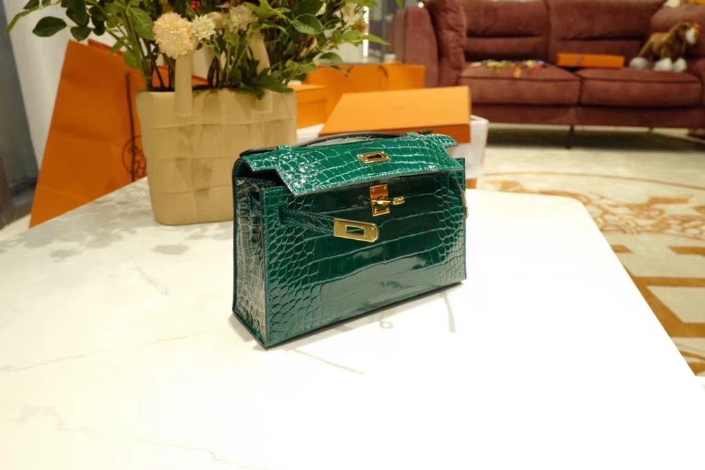 Dubai HM VIP一级品 kl一代 美洲鳄 CK67 Vert Fonce 祖母绿/金扣 手工缝制