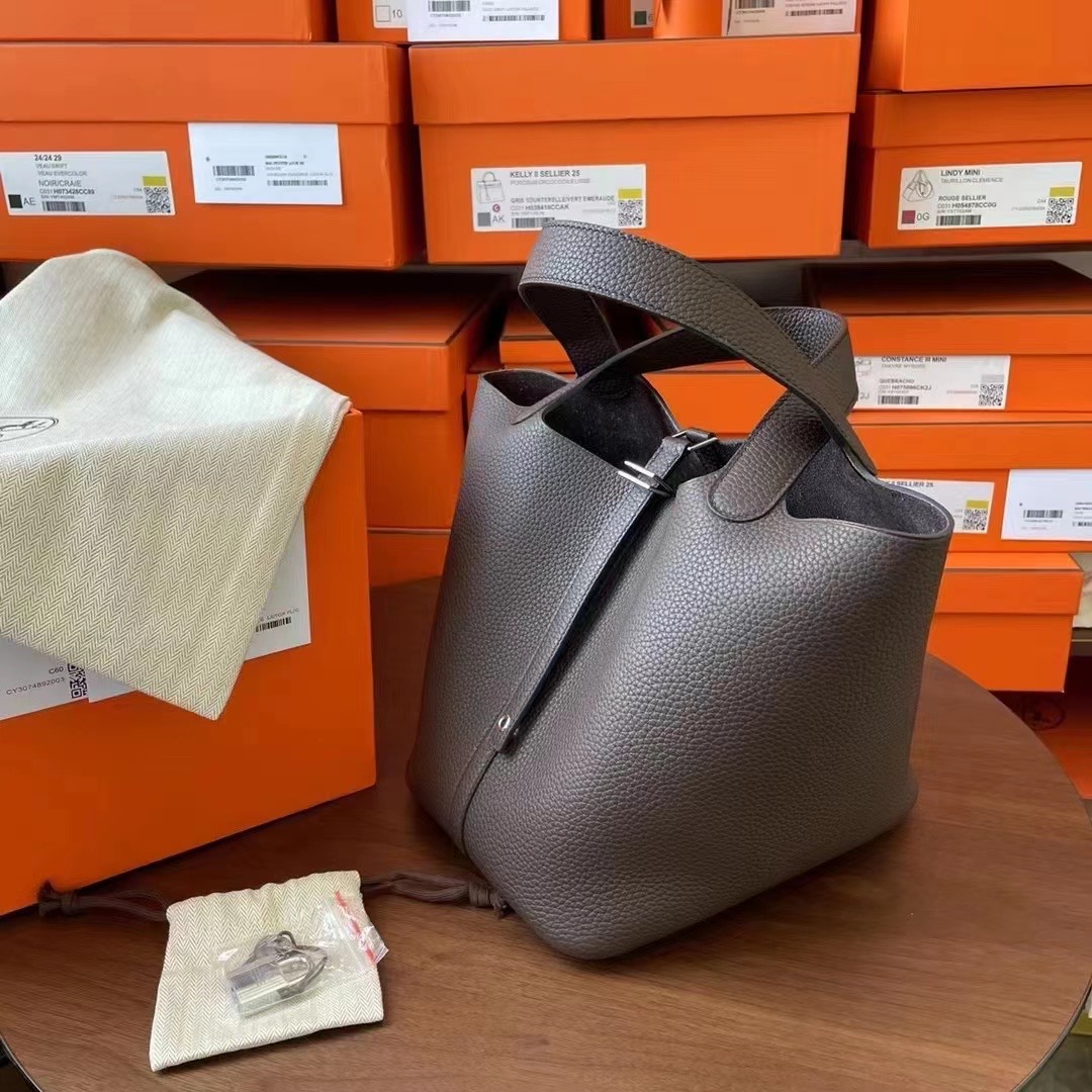 Saudi Arabia HM Picotin 18cm 46 Ebene 乌木色 银扣