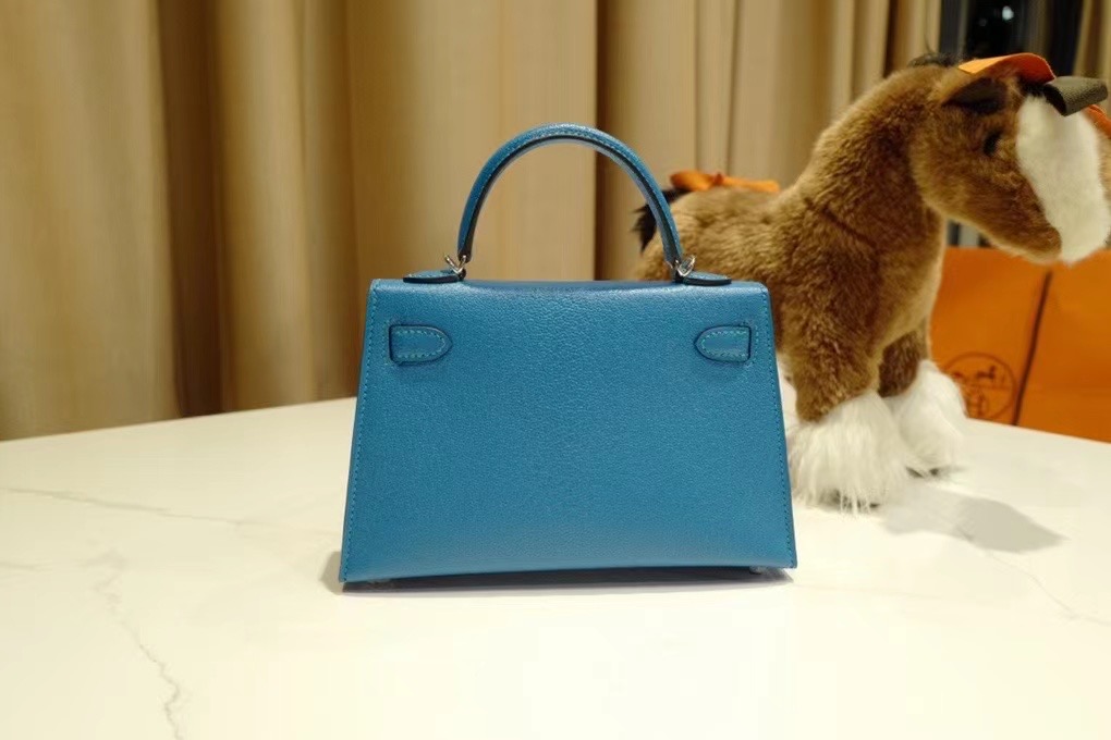 VIP一级品 HM Mini kl 二代 Chevre 山羊皮 0F Bleu frida 弗里达兰/银扣