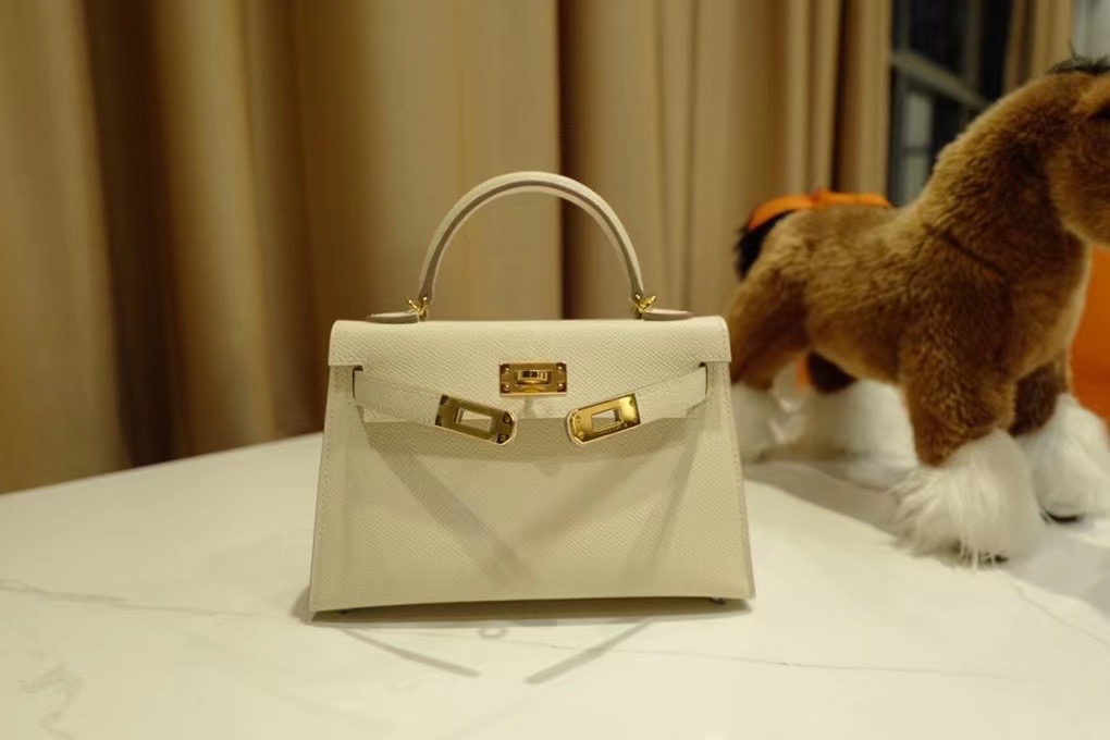 Dubai HM Mini KL VIP一级品 kl二代  Epsom 8L Beton 冰川白/金扣