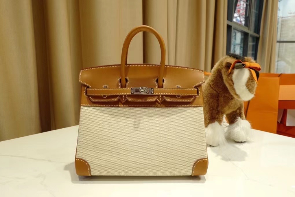 HM VIP BK 25cm togo Saddle Leather Gold Canvas / Phw