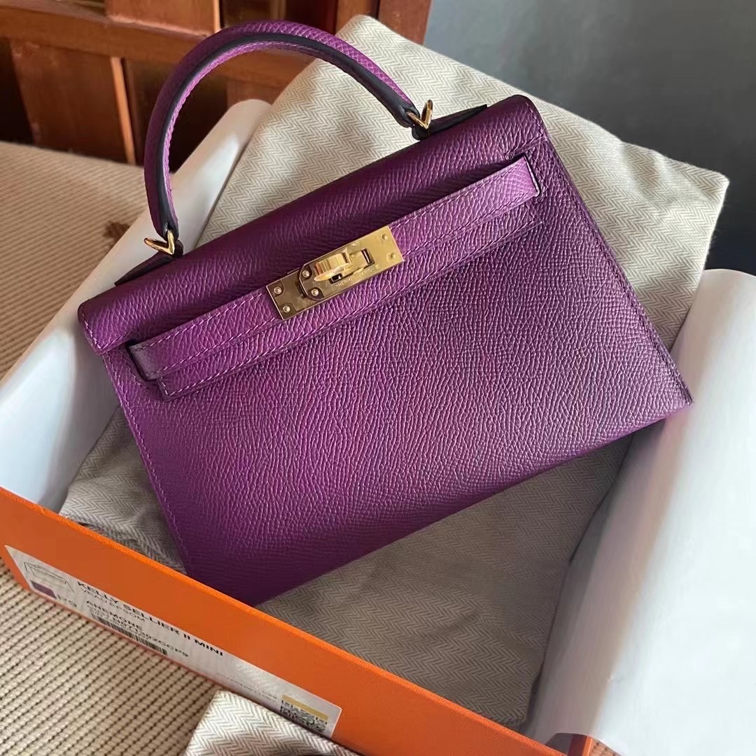 Taiwan HM Mini KL Epsom P9 Anemone 海葵紫 全手工缝制 金扣