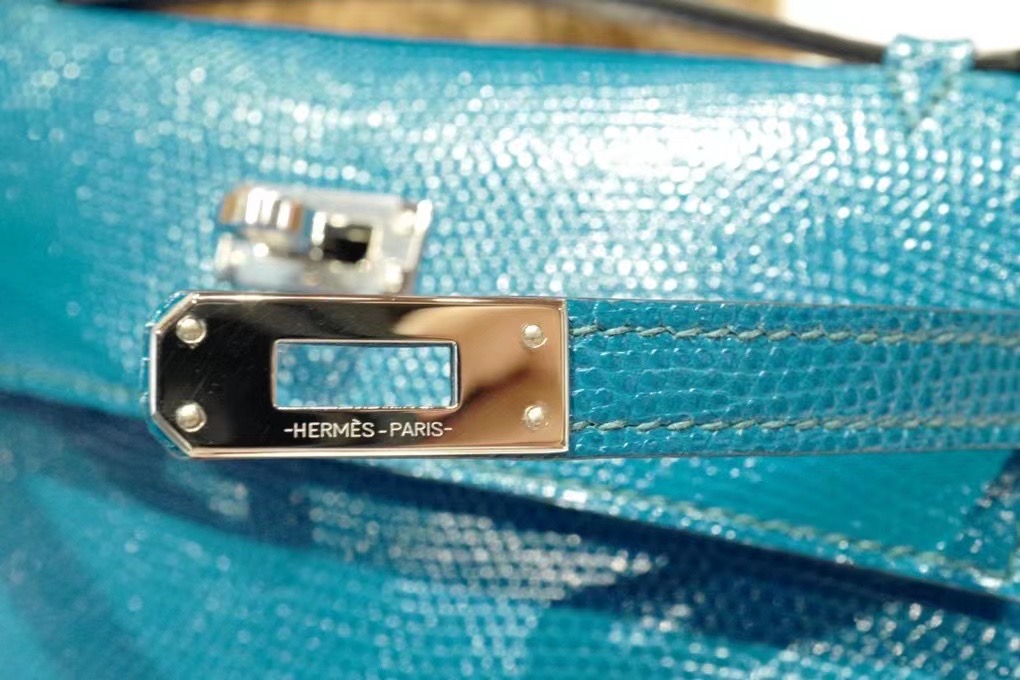 Qatar HM Pochette VIP一级品 kl 一代 蜥蜴皮 1P Blue Colvert 鸭子蓝/银扣 手工缝制 臻品鉴赏