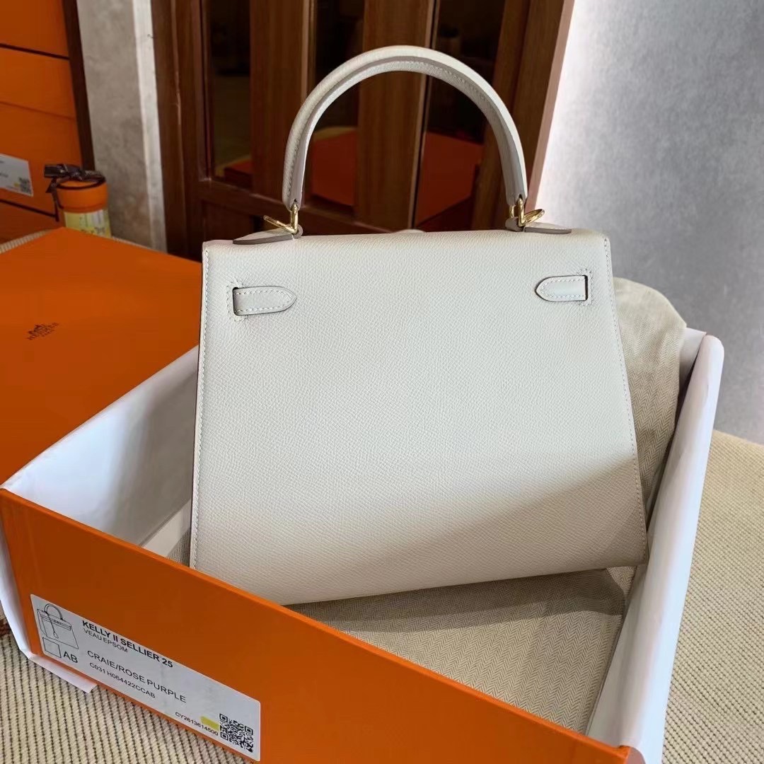 Canada HM KL HSS 25cm epsom I2 Nata 奶油白 金 ghw