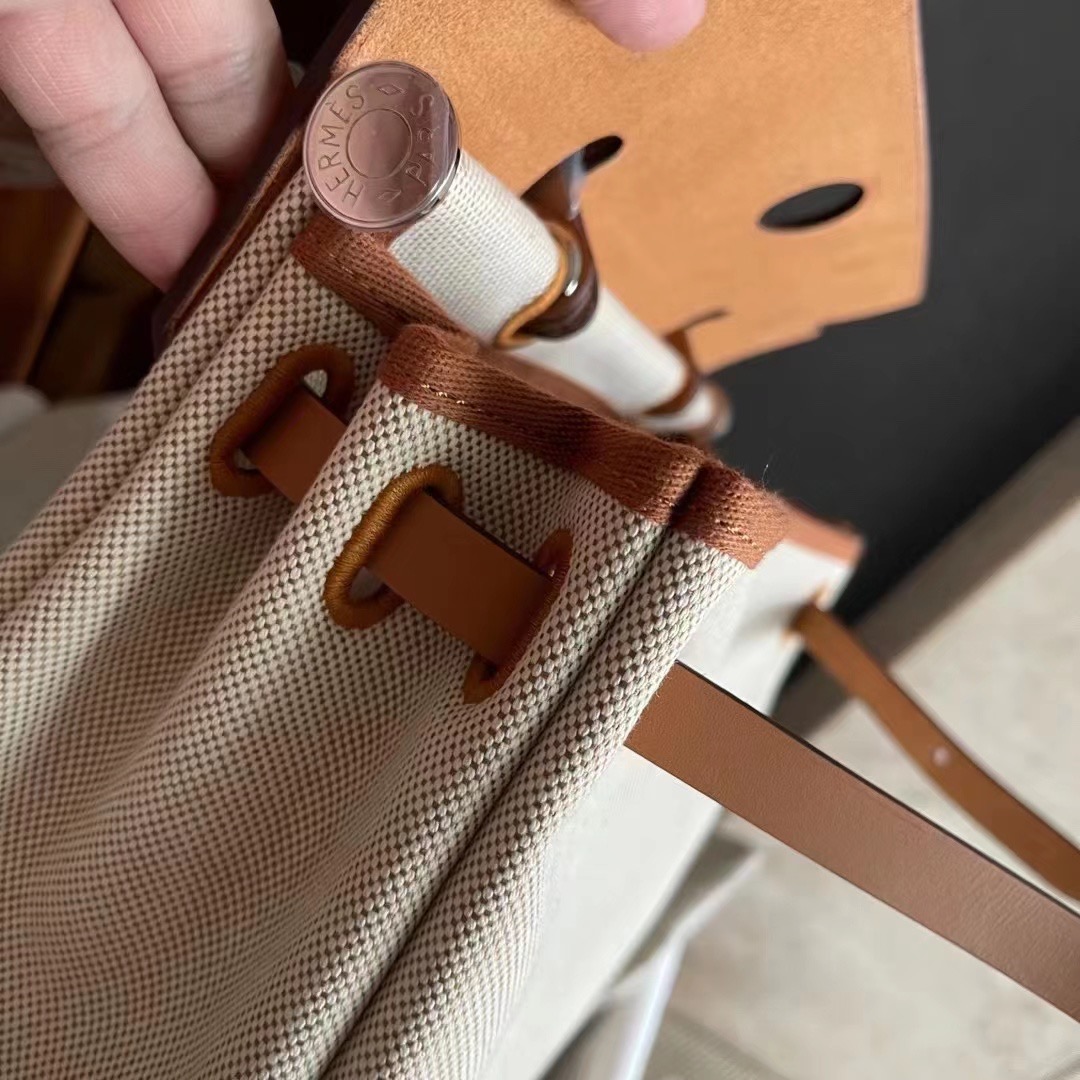 HM Herbag 31 内缝   Craie / Fauve 帆布拼金棕  银