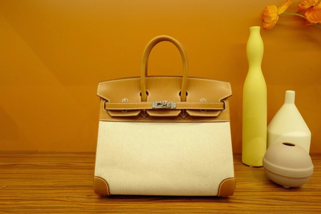 HM VIP BK 25cm togo Saddle Leather Gold Canvas / Phw