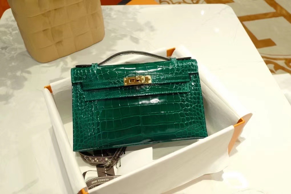 Dubai HM VIP一级品 kl一代 美洲鳄 CK67 Vert Fonce 祖母绿/金扣 手工缝制