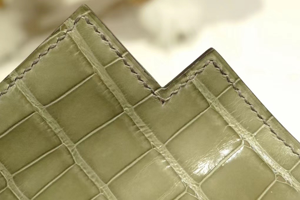 Kuwait HM VIP一级品 kl一代 尼罗鳄 81 Gris Tourterelle 斑鸠灰/银扣 手工缝制