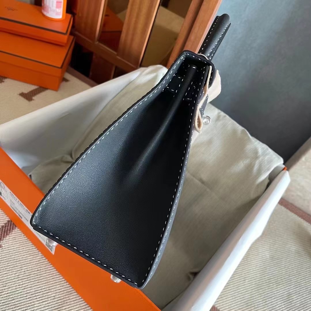 HM　KL bag 28　Sellier　Black　Graine monsieur leather Silver hardware