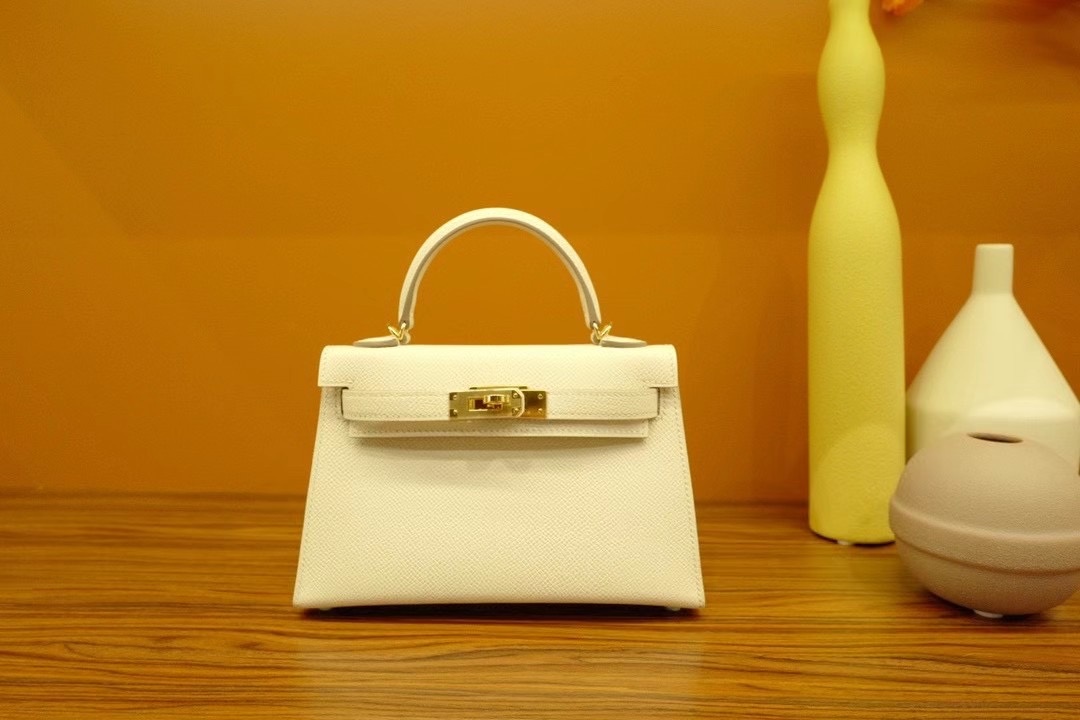 Qatar HM Mini KL VIP一级品 kl二代  Epsom 10 craie 奶昔白/金扣