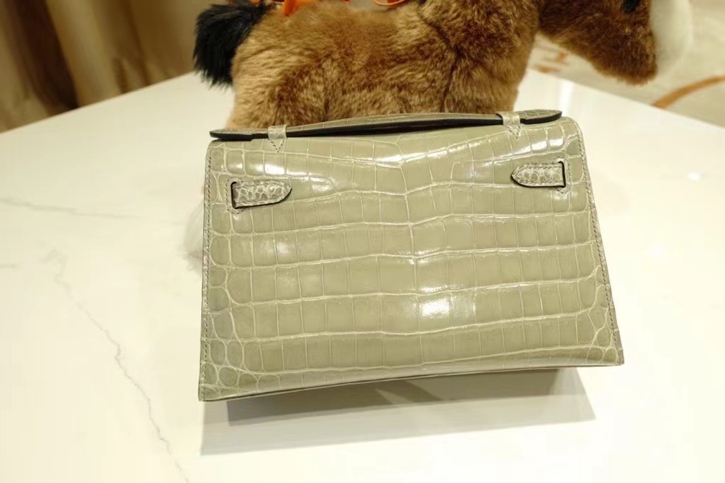 Kuwait HM VIP一级品 kl一代 尼罗鳄 81 Gris Tourterelle 斑鸠灰/银扣 手工缝制