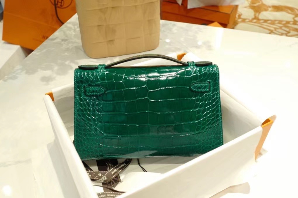 Dubai HM VIP一级品 kl一代 美洲鳄 CK67 Vert Fonce 祖母绿/金扣 手工缝制