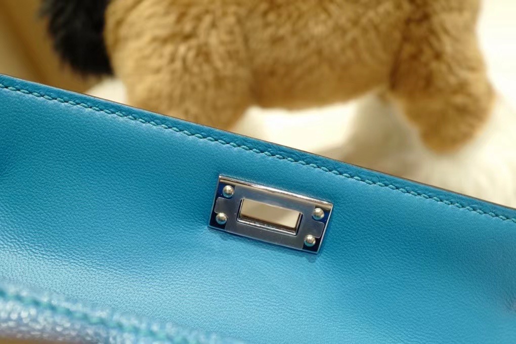 VIP一级品 HM Mini kl 二代 Chevre 山羊皮 0F Bleu frida 弗里达兰/银扣