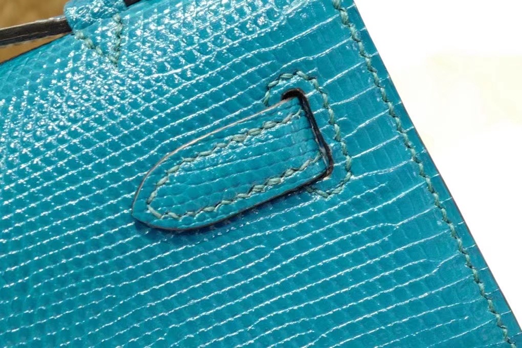 Qatar HM Pochette VIP一级品 kl 一代 蜥蜴皮 1P Blue Colvert 鸭子蓝/银扣 手工缝制 臻品鉴赏