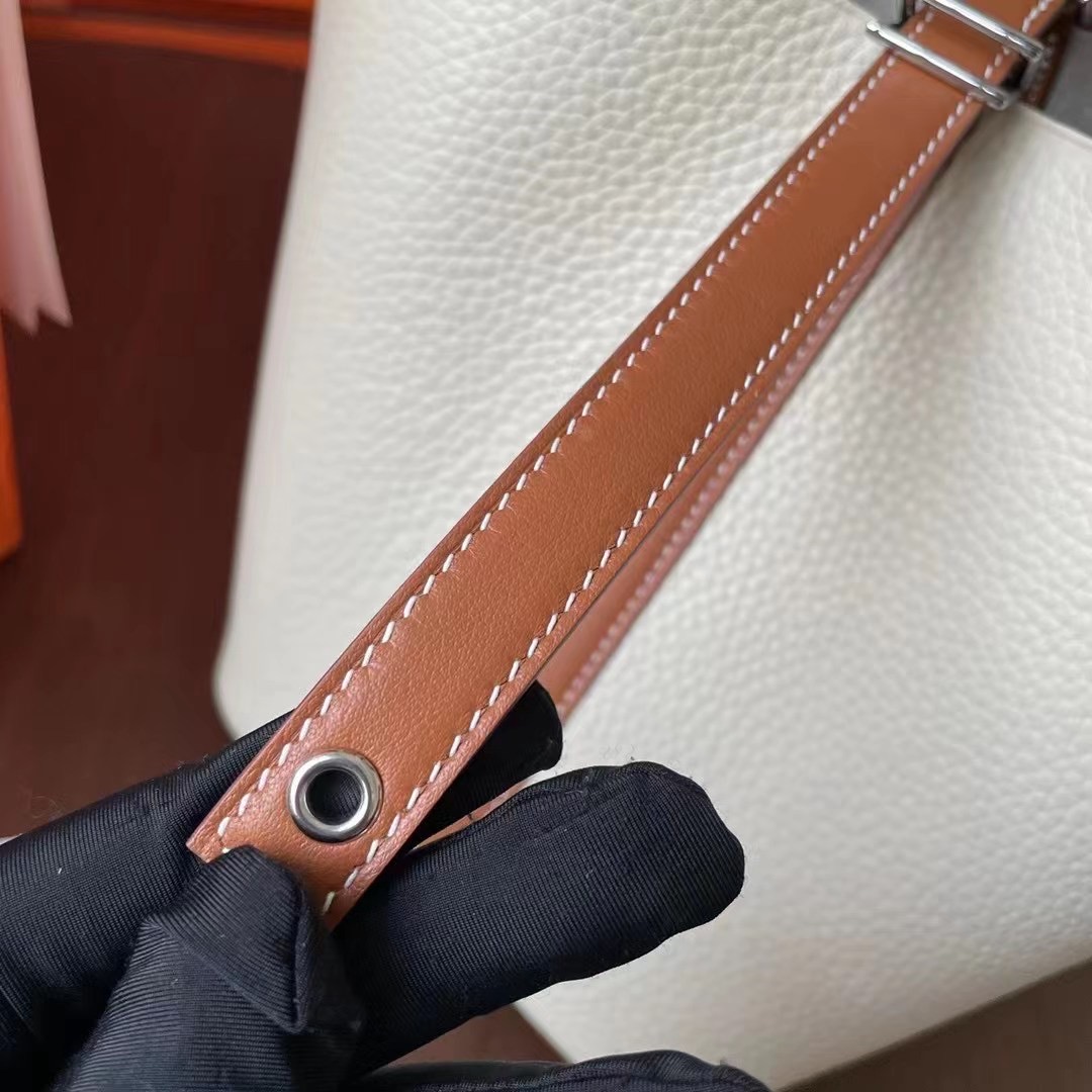 Picotin 18cm 奶昔白拼金棕色 银扣