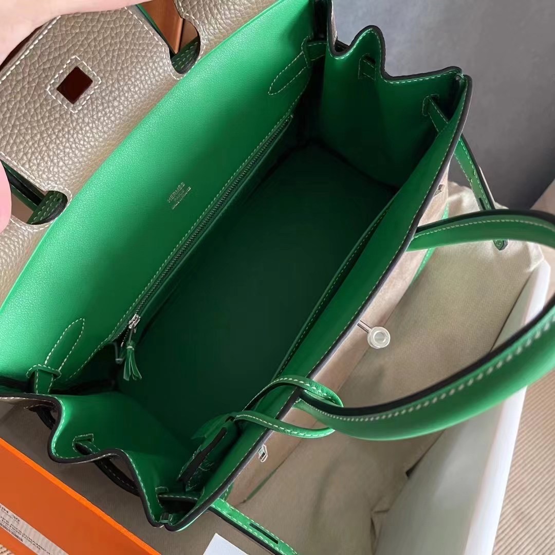 bk 30 三拼皮  麂皮拼大象灰TC拼竹子绿swift  银扣