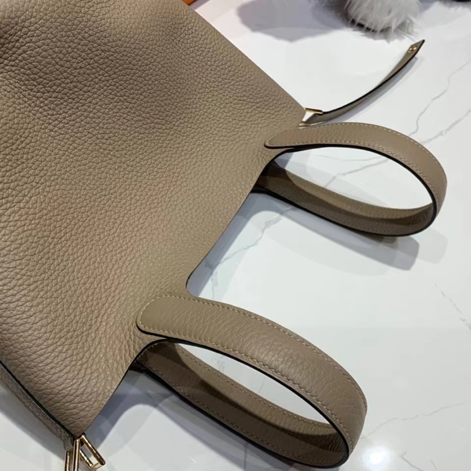VIP一级品： picotin 18cm  TC M8 Gris Asphalte 沥青灰/金扣 代购级品质