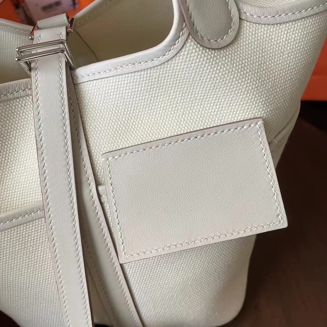 Picotin cargo 18 帆布拼Swift 奶昔白 银扣