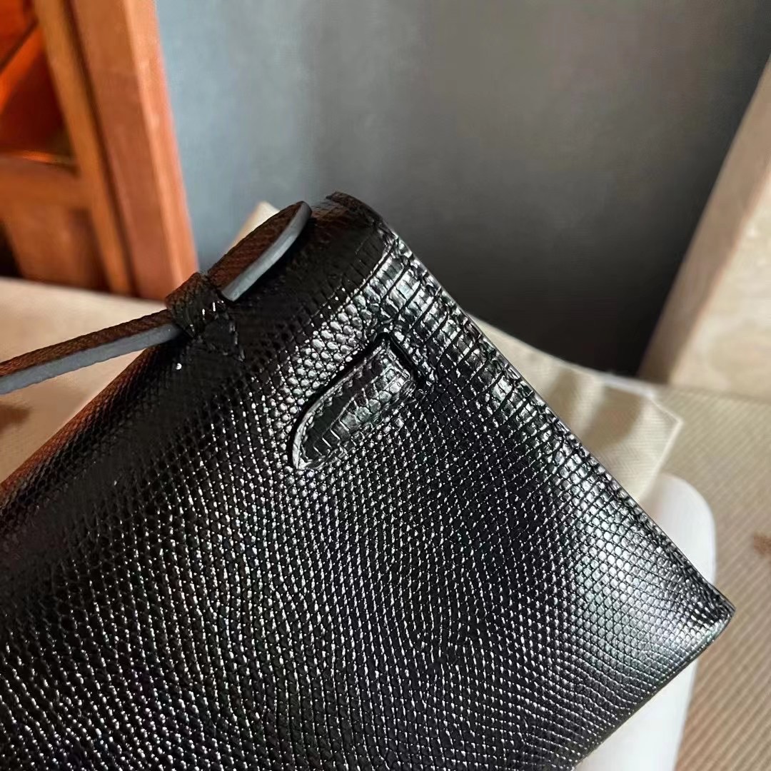 KL pochette 蜥蜴皮  Lizard 89 Noir 黑金