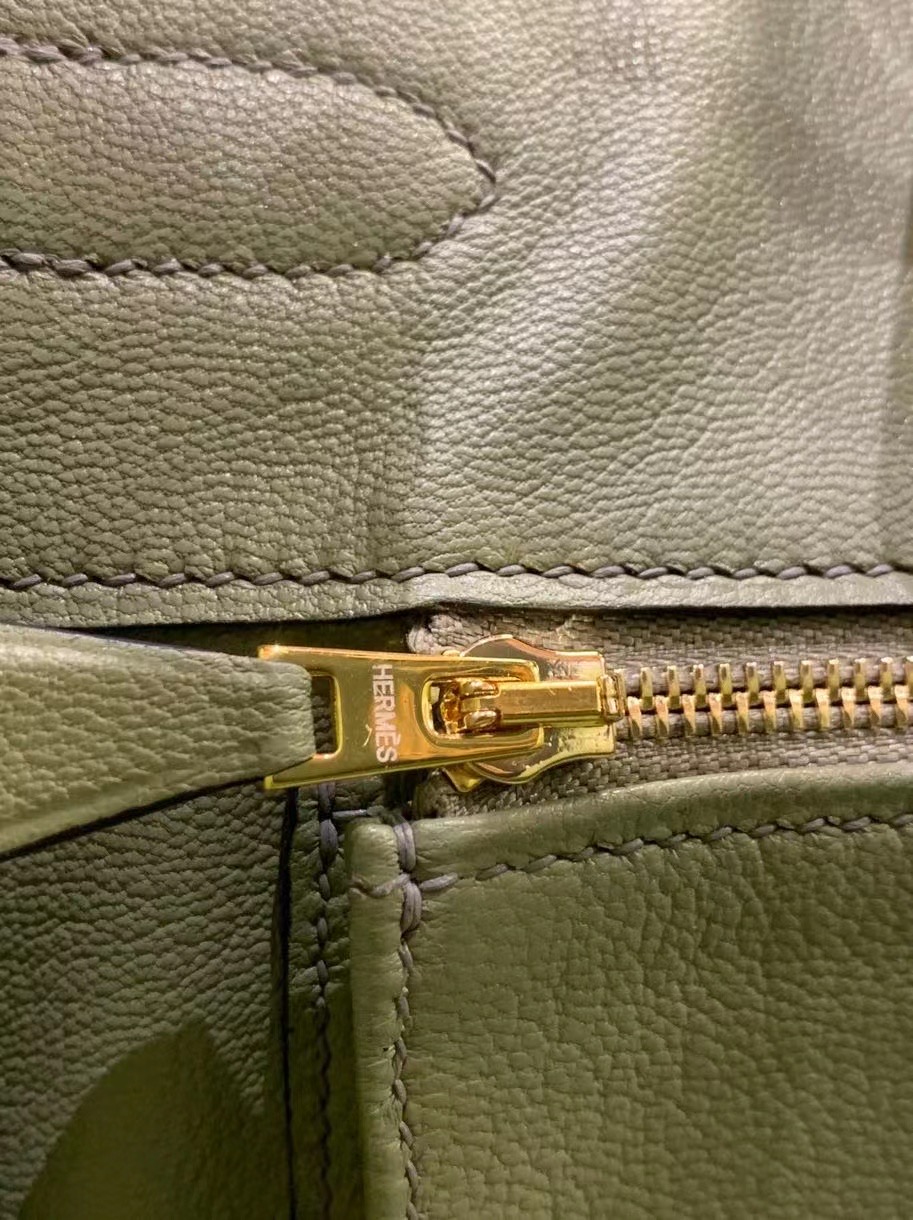 VIP一级品： BK 30cm 尼罗鳄Niloticus Crocodile CK81 Gris tourterelle斑鸠灰/金扣  手工缝制 臻品鉴赏