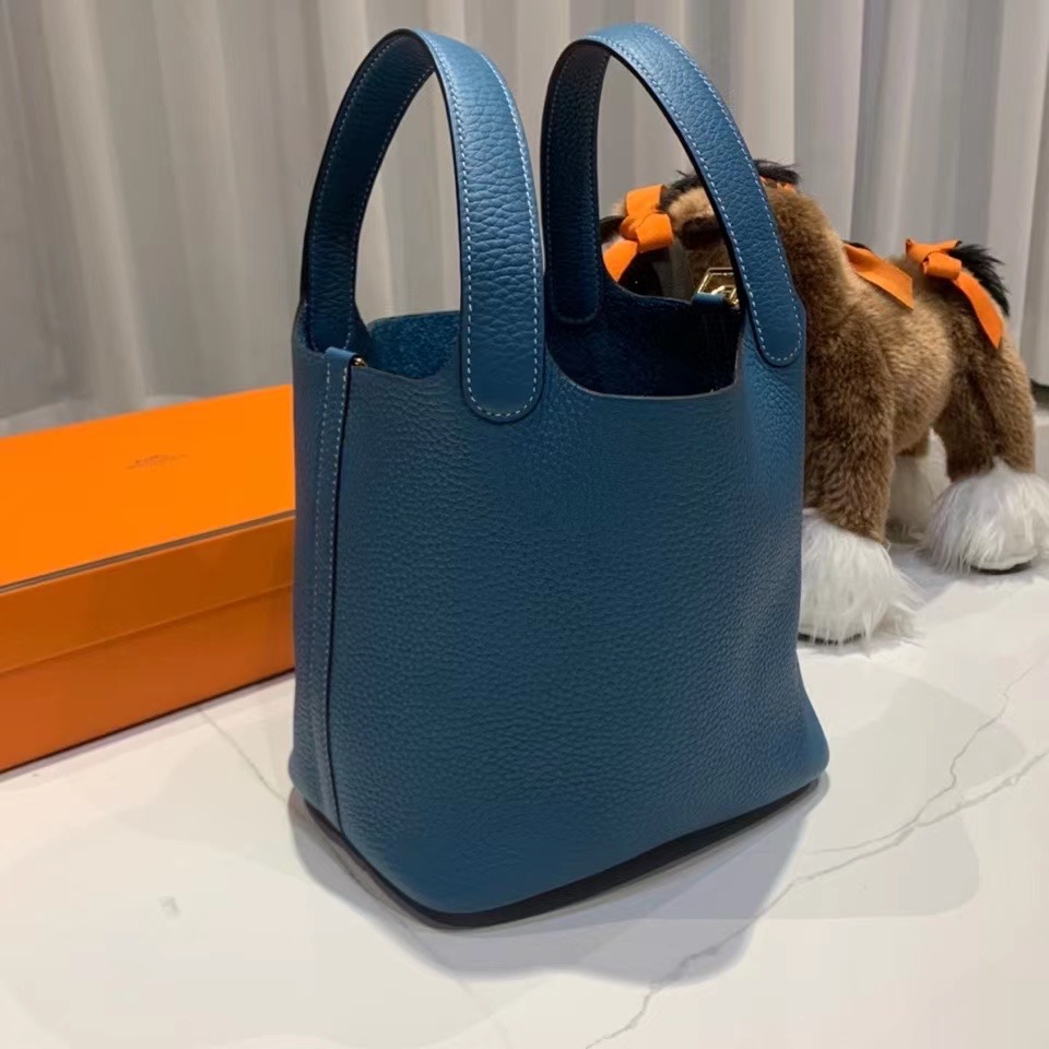 VIP一级品： picotin 18cm  TC 75 Blue Jean 牛仔蓝/银扣 代购级品质
