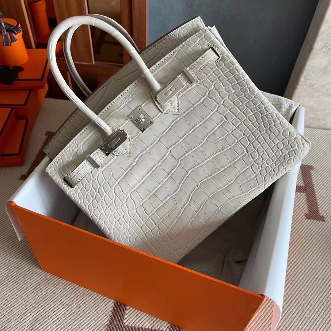 BK  25cm 雾面美洲 Alligator 8L 冰川白  银