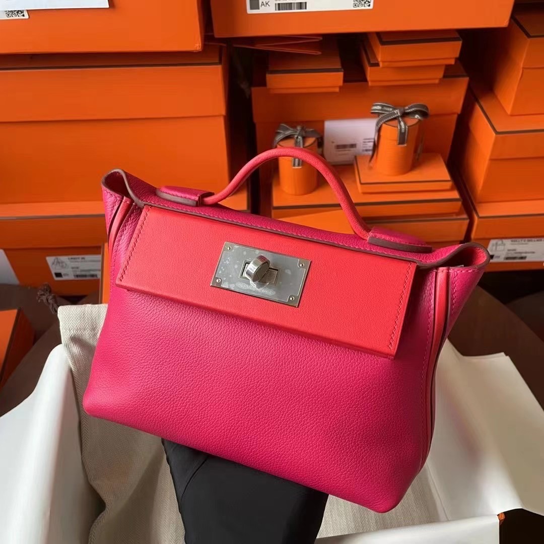 KL 24/24-21cm Evercolor 墨西哥粉拼心红色 银扣-HaiLaBags KL 24/24-21cm Evercolor 墨西哥粉拼心红色 银扣