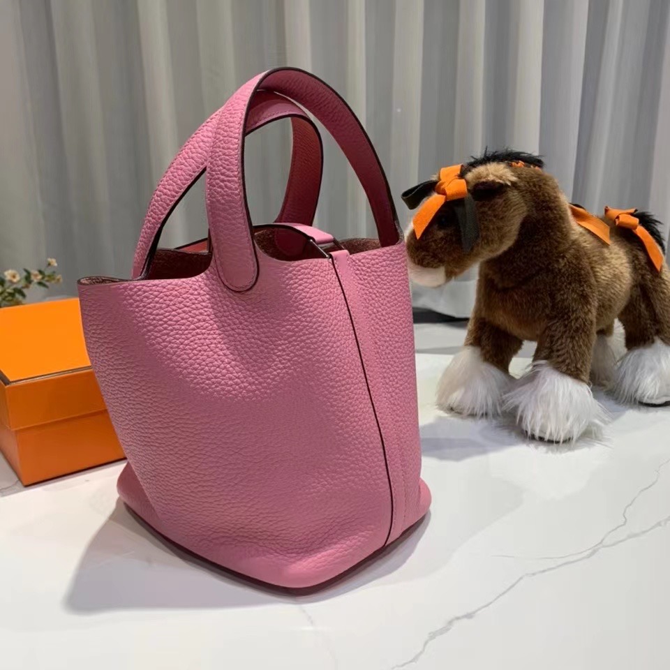 VIP一级品： picotin 18cm  TC 3Q Rose Sakura  新樱花粉/银扣 代购级品质