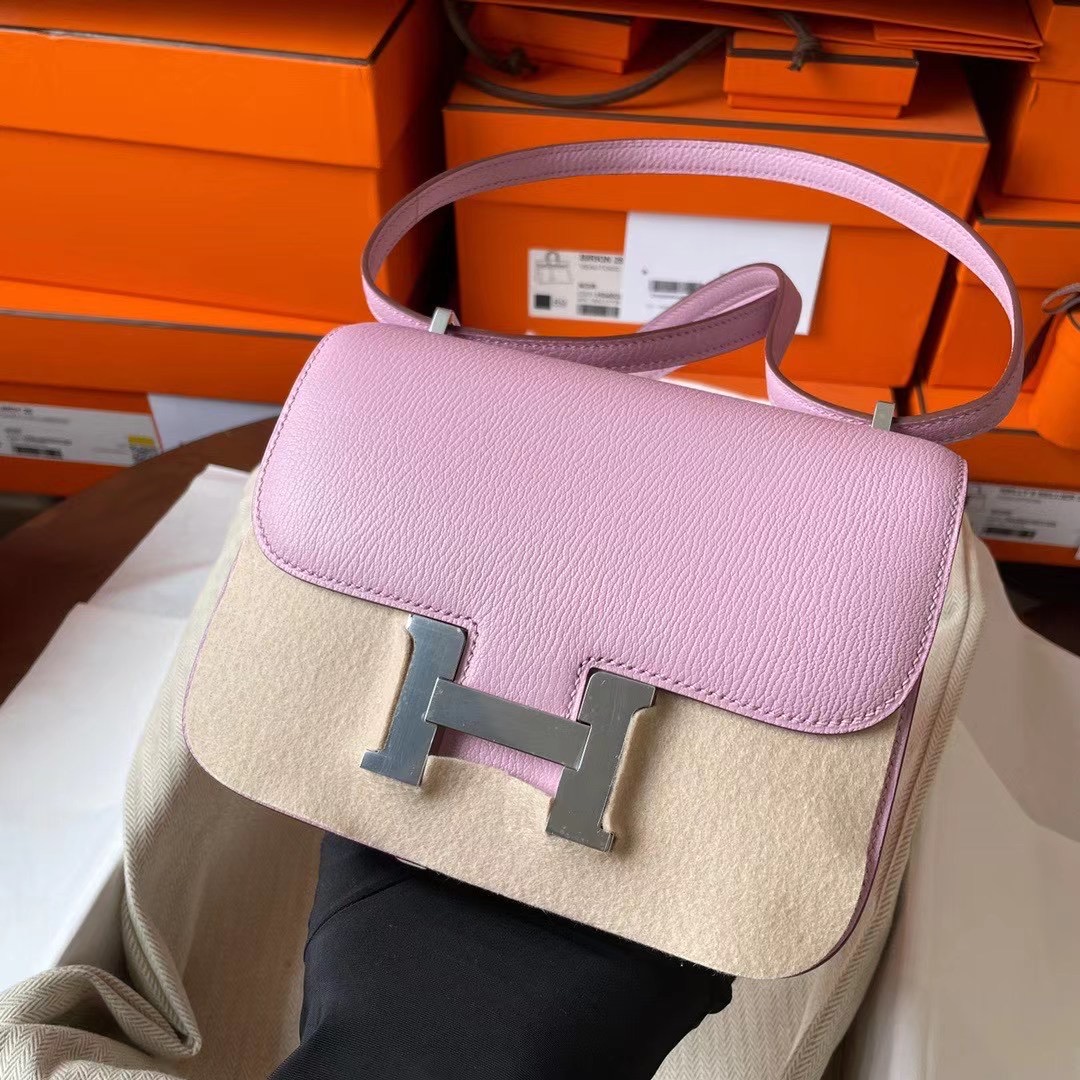 Constance mini 19cm chèvre 山羊皮 X9 Mauve Sylvestre 锦葵紫 银扣