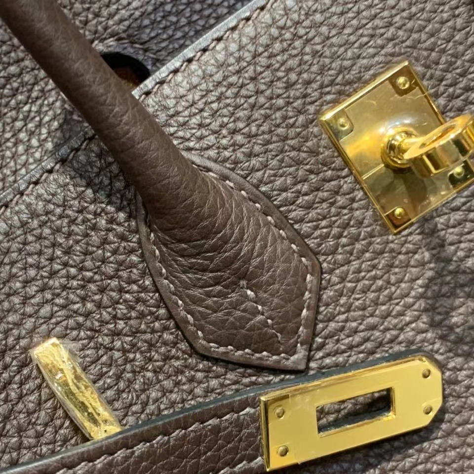 VIP一级品： BK 25cm togo  46乌木色内拼焦糖色/金扣 手工缝制 臻品鉴赏
